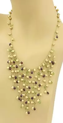 Marco Bicego Paradise Necklace Garnet Peridot 18k Yellow Gold Fringe Drip Style • $6499