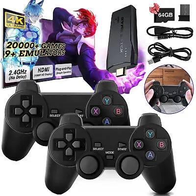 4K HDMI TV Game Console Retro Video Games Console Wireless Controllers 2 Gamepad • £26.92