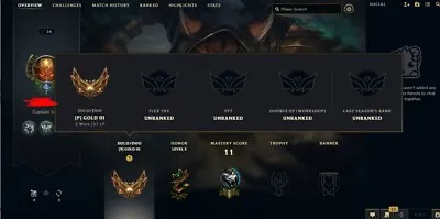 League Of Legends EUW Account / Honor Level 2 / Gold 3 2/5 Placement Games • £15