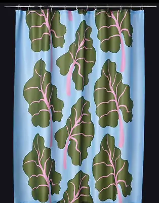 IKEA X MARIMEKKO BASTUA Shower Curtain Rhubarb Pattern Blue/Green (005.449.40) • £38