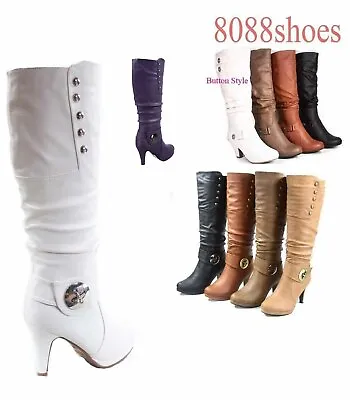$42.49 • Buy Women's Fashion Stylish Mid Calf Round Toe High Heel Boot  Shoes Size 5 - 11NEW