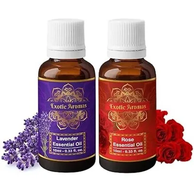 Exotic Aromas Lavender Essential Oil & Rose Oil Pack Of 2 F/S • $20.99
