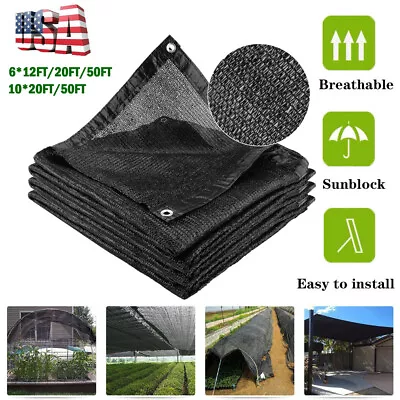 60% Black Sun Shade Cloth Mesh Tarp W/ Grommets Garden Netting Plant Greenhouse • $32.54