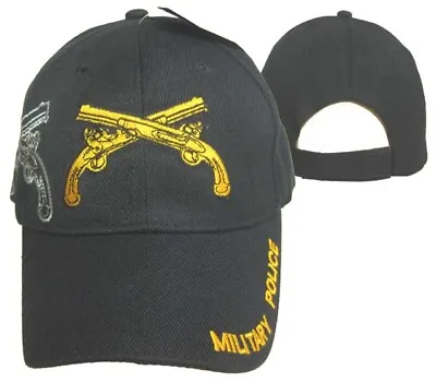 New Black US Army Military Police Hat Ball Cap Veteran Cross Guns Licensed • $12.88