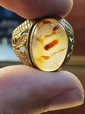 Antique Vintage Middle Eastern Ring With Old Yemeni Agate Stone  • $50