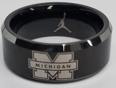 Michigan Wolverines Ring Black & Silver Logo Ring Wedding Band #michigan #ncaa • $88.88