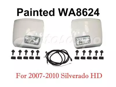 WA8624 White FRONT BUMPER END FOG LIGHT BOLT HARNESS FOR SILVERADO 2500HD 07-10 • $242.15