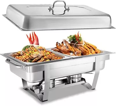 11L Bain Marie Bow Chafing Dish Stainless Steel Buffet Warmer 2x4.5L Trays Food • $58.99