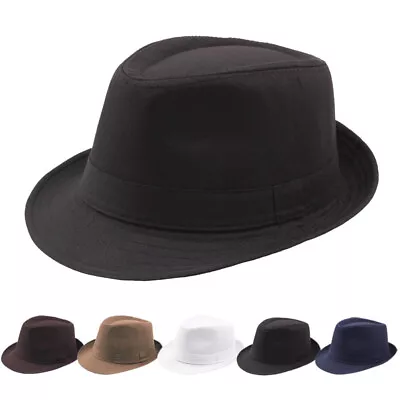 Gentleman Vintage Short Brim Jazz Felt Fedoras Hats Panama Trilby Cuban Sun Caps • $15.49