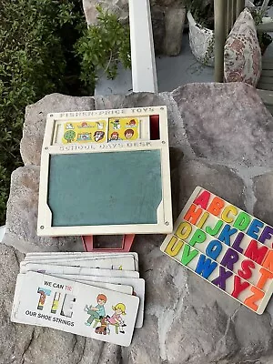 Vintage Fisher Price Toys School Days Desk Chalkboard Magnet Letters 1972 (37) • $32