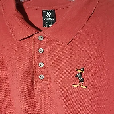 Warner Bros Studio Store DAFFY DUCK RED Polo Shirt XL UNISEX  1997 VTG • $15.99