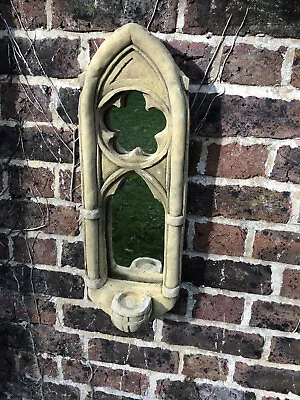 £29.99 • Buy Gothic Arch Mirror Single Candle Sconce Stone Home Garden Ornament 33cm (13 ) H