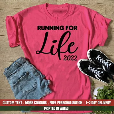 Ladies Running For Life 2022 T Shirt Race Training Run 5K Mum Sister Charity Top • £14.99