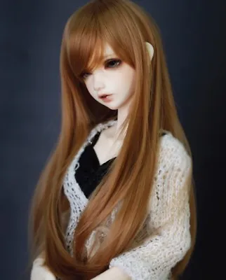 7-8  1/4 BJD Golden Brown Long Wig LUTS Doll SD DZ DOD MSD Dollfie Hair #AL • $23.22