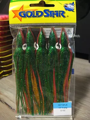 5 Silver Horde Squid (Octopus 3.5) Fish Baits - O190 - Mexican Flag Color • $12.92