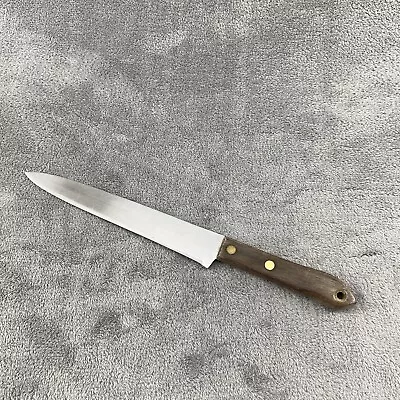 Vintage Chef Knife 8” Blade Straight Edge Stainless Steel Wood Handle • $14.27