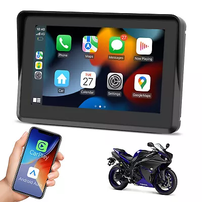 GPS Portable Motorcycle Navigator Wireless CarPlay Waterproof 5 IPS Touch Screen • $119.57