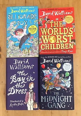 4 David Walliams Hardback Books The Midnight Gang The World's Worst Children • £10