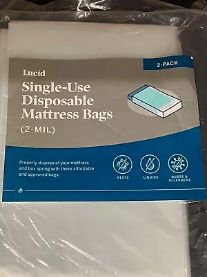 LUCID 2-Pack Mattress Bags For Moving Storage Or Disposal-2 Mil Plastic Queen • $17.25