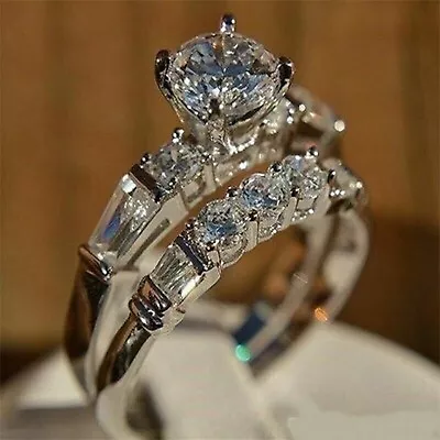 2.50CT Round Cut Diamond 14K White Gold Plated Moissanite Engagement Bridal Set • $101.99