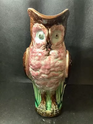 Antique William  Brownfield 19th Century Majolica Pottery Owl Jug See Descrip • £65