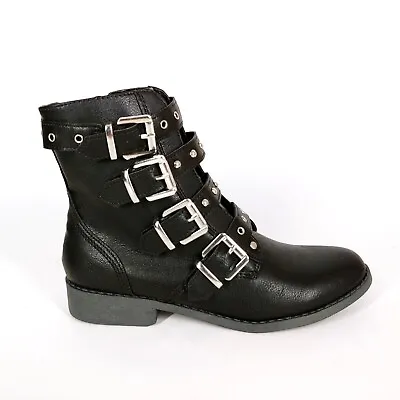 Fergalicious By Fergie Womens March Ankle Boots Studded Strappy Zip Black 6M  • $13.12