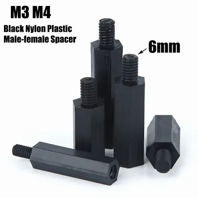 Black Nylon Plastic Male-female Spacer M3 M4 Hex Pillars Standoff Spacers Screws • £1.66