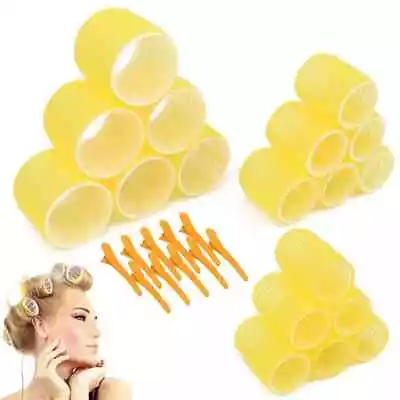 18 Hair Rollers Large With Clips Self Grip Jumbo/Big Curlers For Hair Volume Uk • £9.99