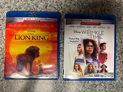 The Lion King And A Wrinkle In Time (Blu-ray/DVD NO Digital Or Slipcover) • $14.98