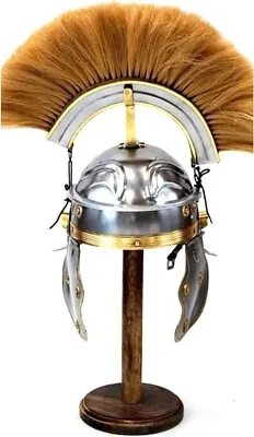 Medieval Roman Centurion Helmet With Black Plume Crest Chrome 17.5  • $69.99