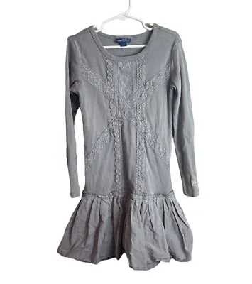 Naartjie Kids Girls Ruffle Long Sleeve Dress Tunic Gray  Sz 7 Boutique • $14.59