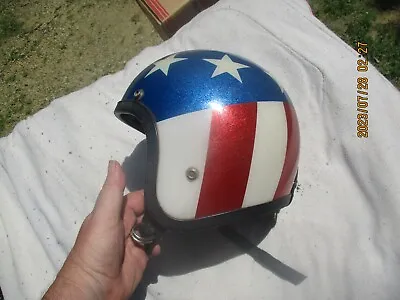 Vtg Captain America Helmet Motorcycle Easy Rider Roper Lanco Lge Lonzo Art Custo • $249.99