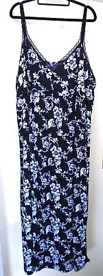 Nwt Ladies Evans Size 30/32 Black & White Floral Sleeveless Maxi Nightie • £13.95