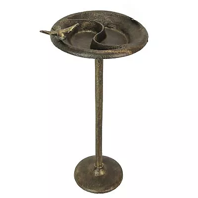 Rustic Cast Iron Bird Bath Feeder Pedestal In Antique Bronze Finish 20 Inches • $35.32