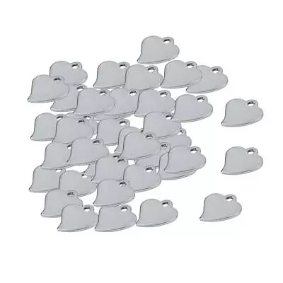 50Pcs  Metal Flat Heart Blank Stamping Charms Tag Pendants For Jewelry Making • £6.26