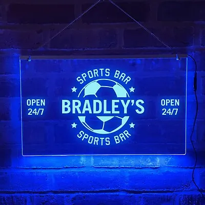 Football Sports Bar LED Neon Style Personalised Light Up Man Cave Home Pub Sign • £32.99
