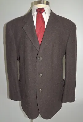 J Riggins Brown Fleck Herringbone Wool Blend 3 Button Sport Coat Size 44r • $21