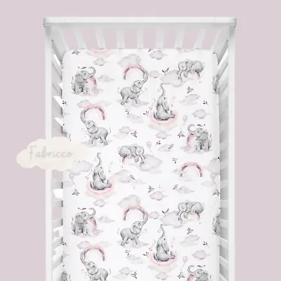 Safari Animals  Baby Girl  Cot Cot Bed Fitted Sheet  100% COTTON  PinkNursery • £9.50