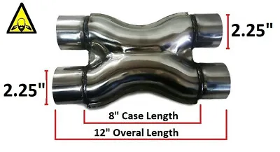 2.25 Inch X 12 Inch Exhaust X Pipe Cross Outlet Stainless Steel • $29.78