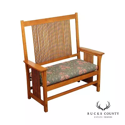 Stickley Mission Collection Oak Spindle Settee • $1695