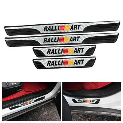 Ralliart B Rubber S Carbon Fiber Car Door Scuff Sill Cover Panel Step Protector • $26.88