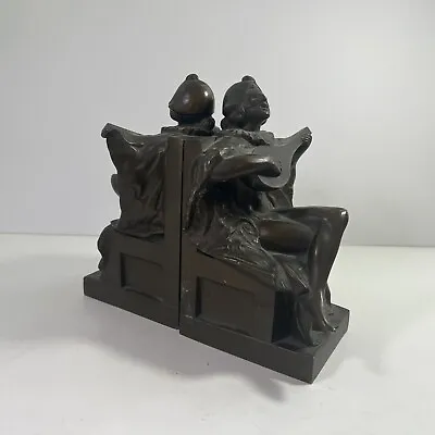 Vintage Metal Art Deco Jester Bookends Sculpture • $125.99