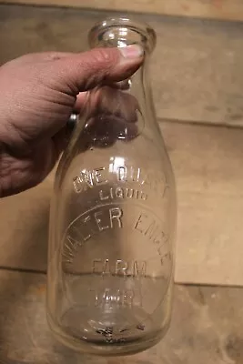 TREQ Walter Engle Farm Dairy Eckhart Mines Maryland Milk Bottle Quart • $49.99