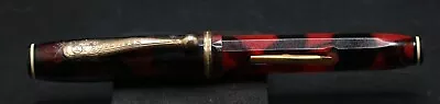 Vintage Pioneer Red Marble 14k Gold Plated Nib Lever Fill Fountain Pen Named • $5