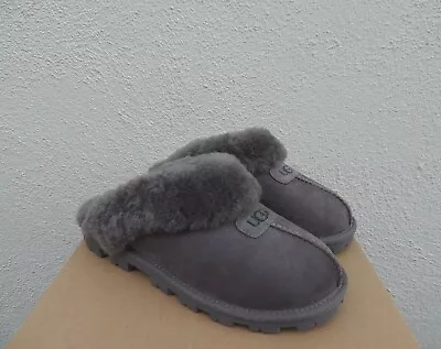 Ugg Coquette Grey Suede Sheepskin Slippers Womens Us 9/ Eur 40  ~ Nib • $104.95