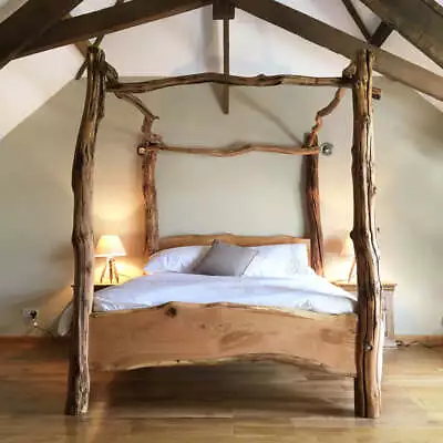 Rustic Oak Four Poster Tree Bed • £2364.99