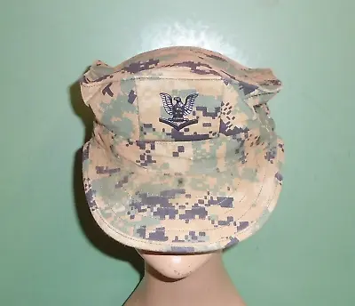 Navy Corpsman PO3 USMC 8 Point Woodland MARPAT Camouflage Cover Hat Cap Small • $14.99