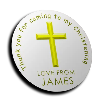 £2.59 • Buy Personalised Yellow Cross Christening Baptism Stickers For Sweet Cones