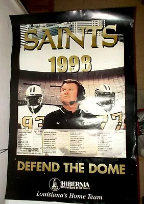 Vintage 1998 New Orleans Saints Mike Ditka Schedule Poster • $75