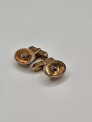 Vintage 10k Yellow Gold Diamond Cufflinks • $299